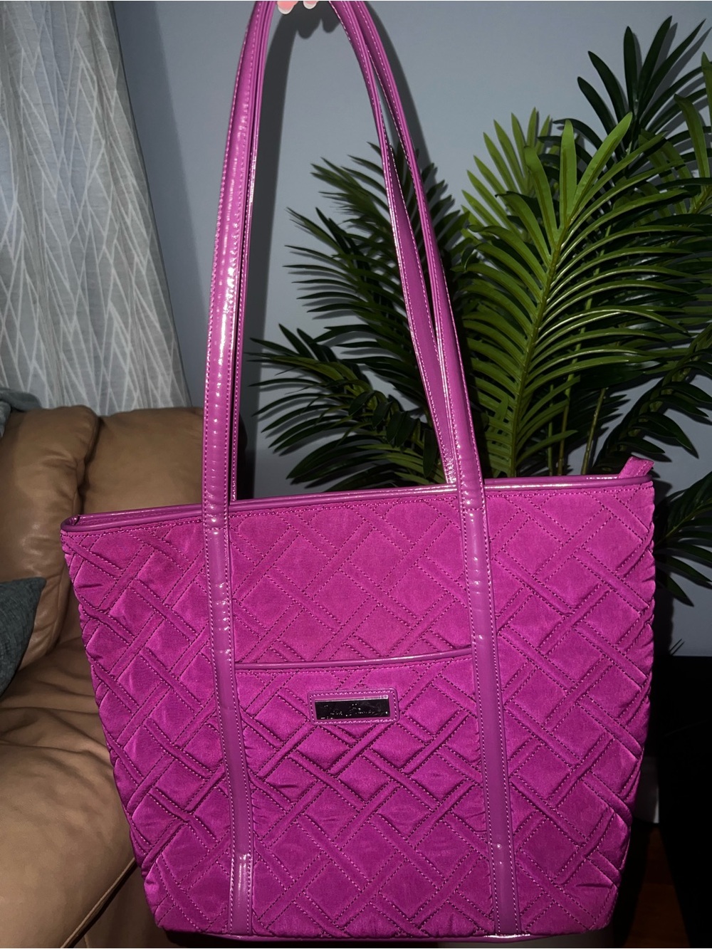 Vibrant Quilted Tote Bag Plum